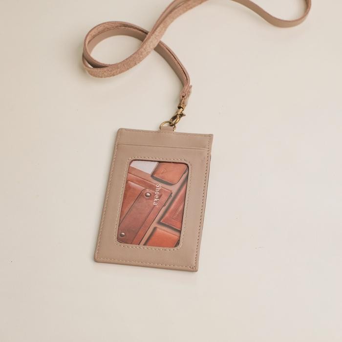 

Shoeka - Name Tag ID Card Lanyard Kulit - Aime - Taupe