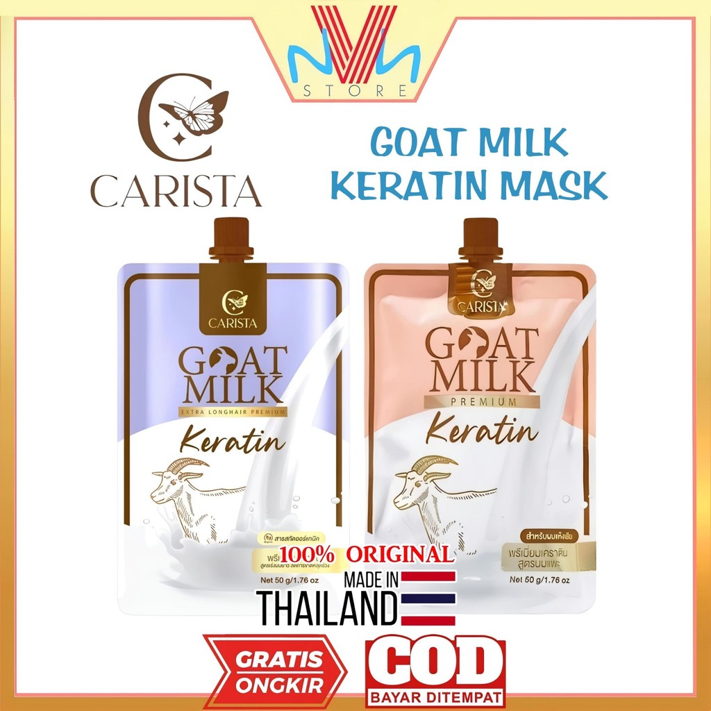 CARISTA GOAT MILK PREMIUM KERATIN EXTRA LONG HAIR MASK 50g - MASKER RAMBUT ORIGINAL THAILAND