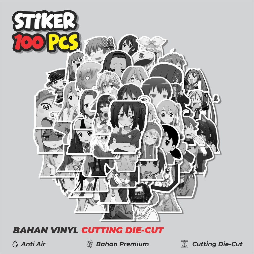 

Terbaru! 50 pcs Stiker Anime Random Black & White Dekorasi Lucu Kreatif untuk Notebook, Skateboard, HP