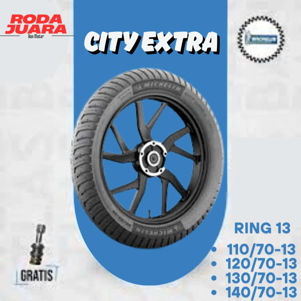 BAN MICHELIN RING 13 CITY EXTRA SATUAN/SEPASANG BAN TUBELES MOTOR MATIC NMAX