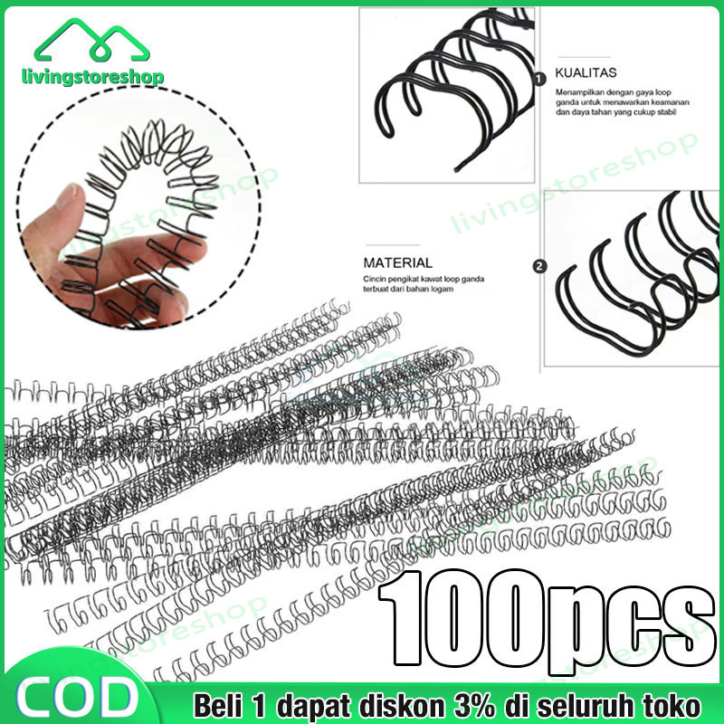 

100 pcs 7.9mm A4 34gigi Logam Ganda Coil Mengikat Kawat Lingkaran Kawat, Buku Catatan Daun Longgar, Cincin Besi Pegas, Akses Pengikat Máquina, Kalender