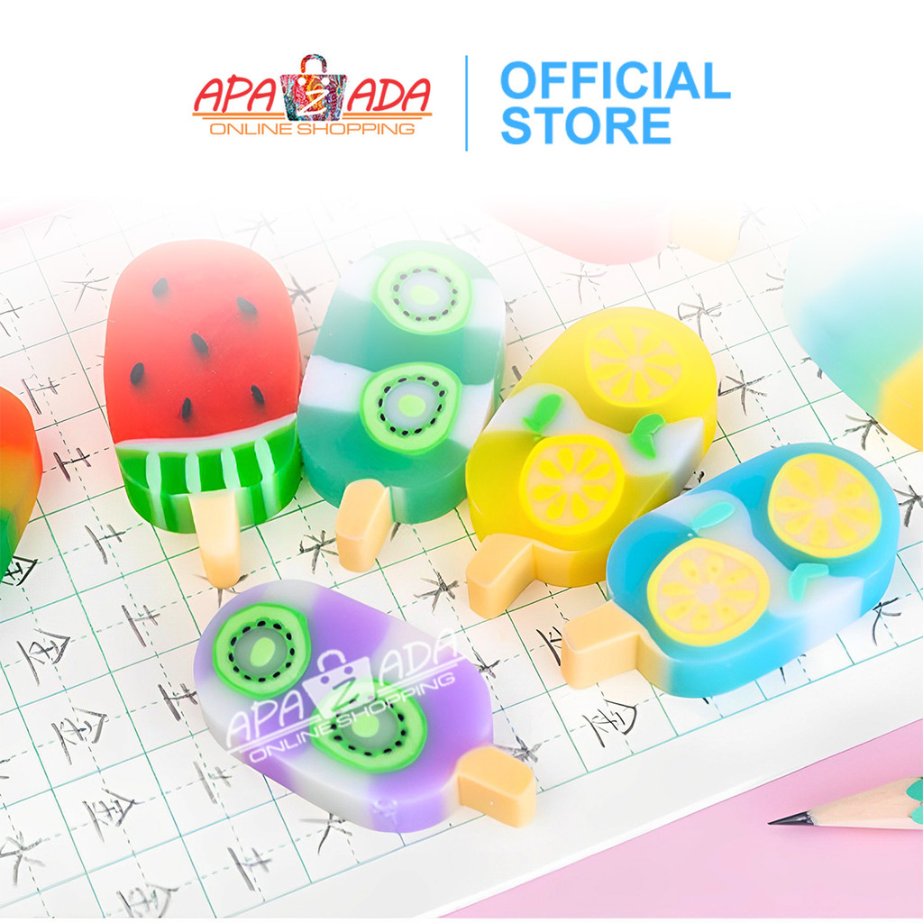 

Apazada - Penghapus Pensil Murah Satuan [1 Pcs Penghapus] / Hapusan Popsicle / Eraser Pensil MQ-676