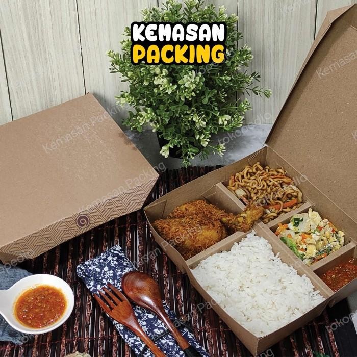 Kotak nasi sekat 5/Paper lunch box/ Box nasi / kotak Bento/Dus nasi