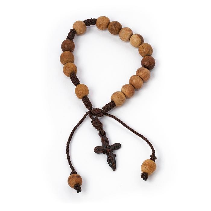 SALE Rosario Gelang Aksesoris Fashion Akrilik Kayu Kristal Souvenir Gelang Salib - Kayu Gaharu