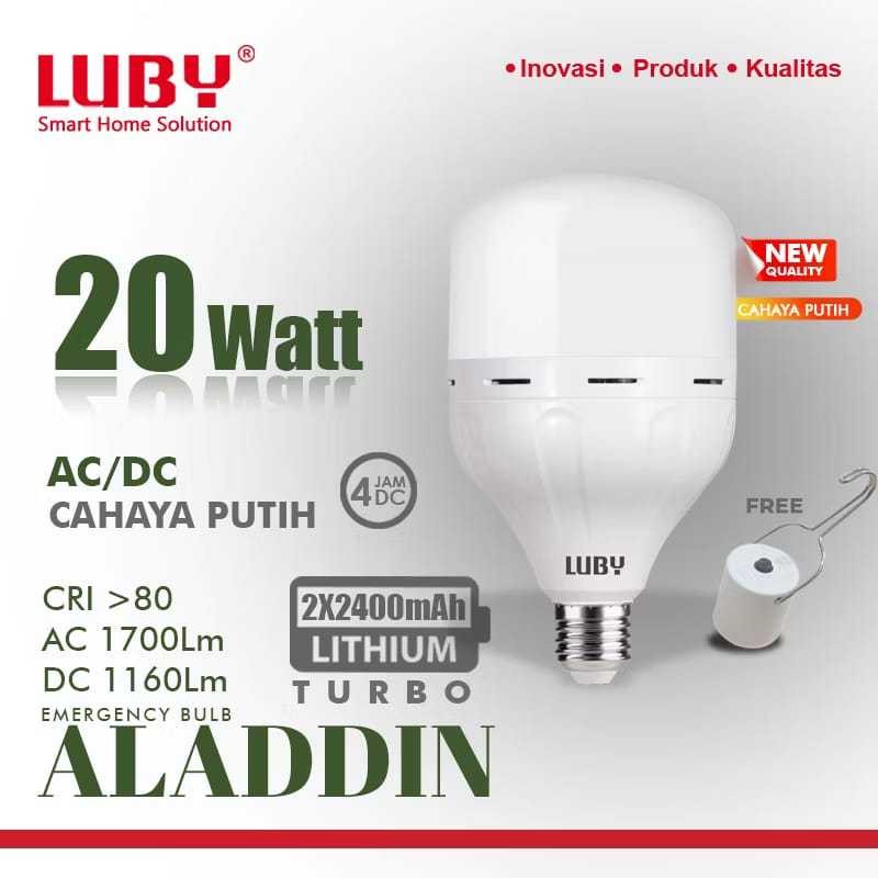 Lampu LED Emergency LUBY Aladdin 20 Watt / Lampu LED Bulb AC DC LUBY Aladdin 20W- Cahaya Putih