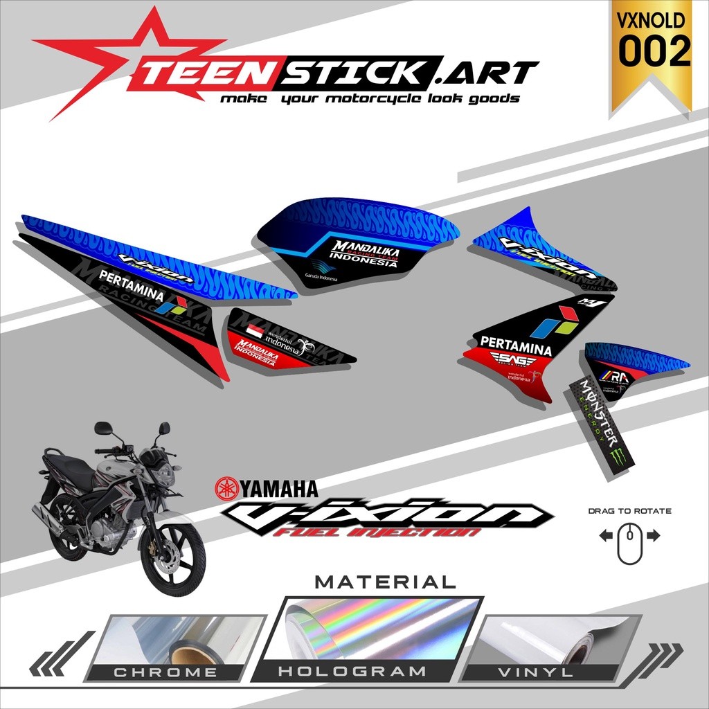 Striping Vixion Old - Striping  Variasi  Hologram Chrome Vynil Uv Yamaha Vixion Old Mandalika