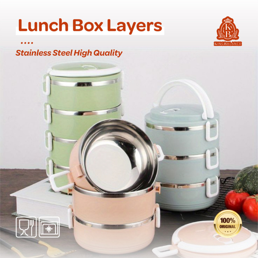 King Balance Kotak Makan Rantang Makan Siang Stainless Susun Bento Besar Rantang Makan Mewah 364