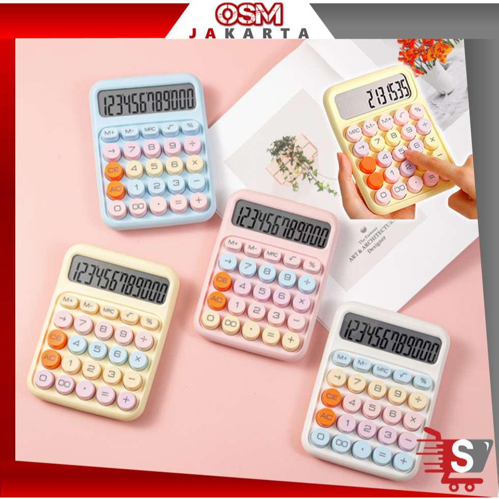 

Jaje.store OSM JKT 6187 Kalkulator Lucu Warna Macaron 12 Digit / Display Besar Keyboard Dot Mekanik / Cute Calculator Electronic Warna Permen