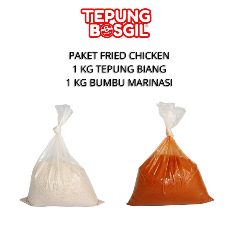 

Paket 1kg Tepung Premium Fried Chicken (1kg tepung biang dan 1kg bumbu marinasi)