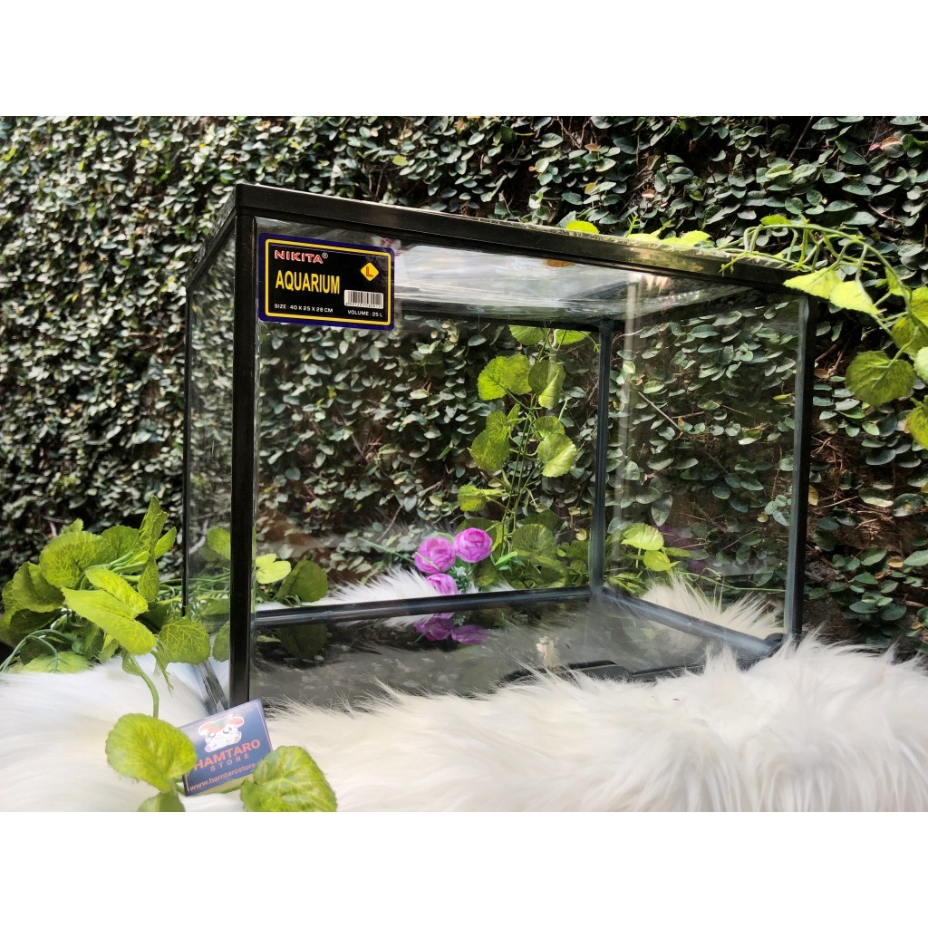 Aquarium Large / Nikita L + Tutup Aquarium ukuran 40 x 25x 28cm