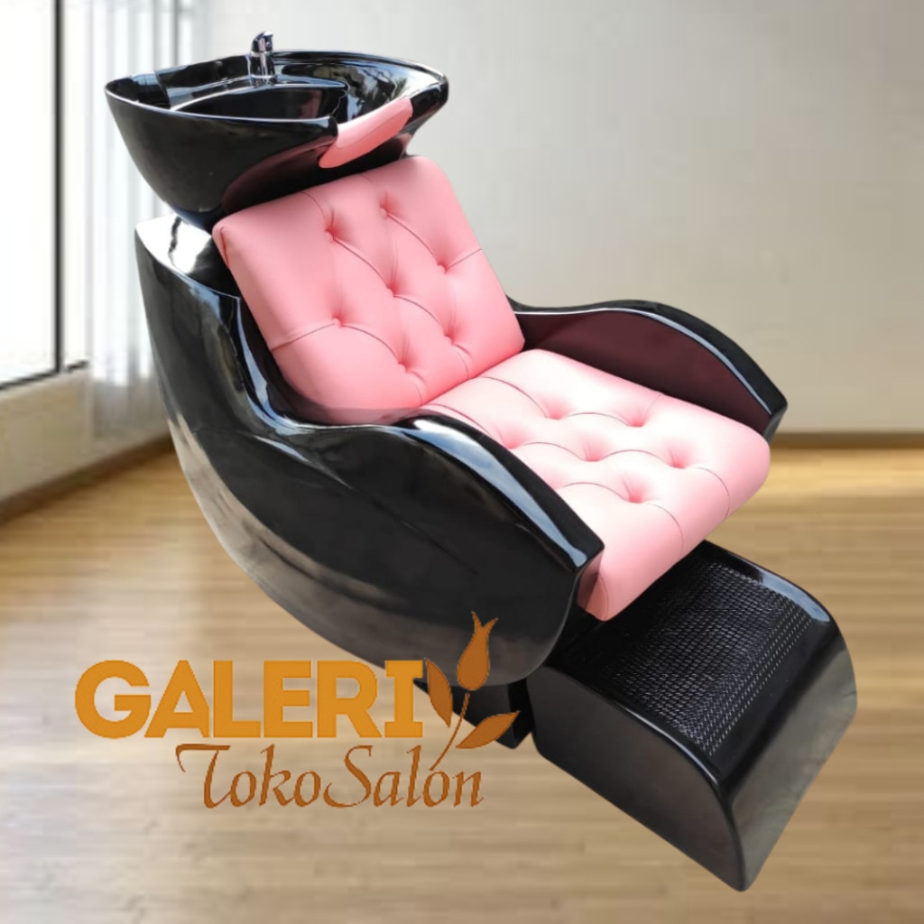 KURSI KERAMAS DUDUK /KURSI CUCI RAMBUT SALON WASHBAK FIBER WARNA HIITAM-PINK