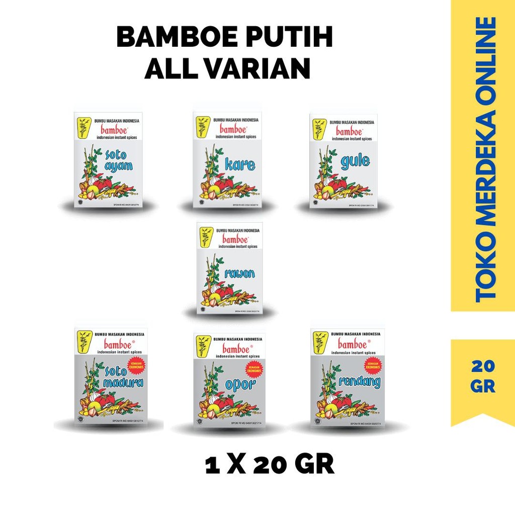 

(1 PCS) BAMBOE PUTIH BUMBU DAPUR ALL VARIAN KEMASAN MINI 20gr
