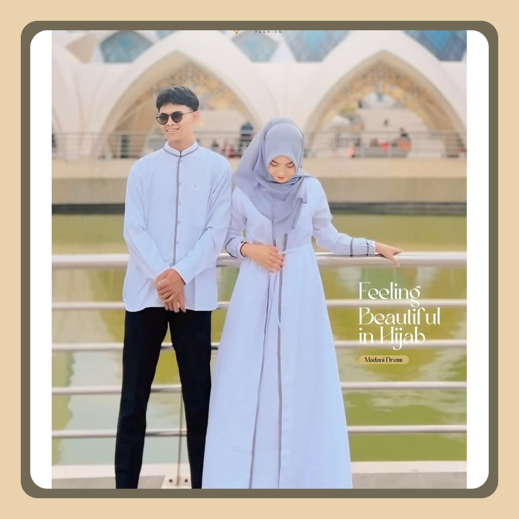 Silmi Gamis Couple Pasangan Suami Istri Busui Kekinian Korean Style Silmi Madani Family Putih