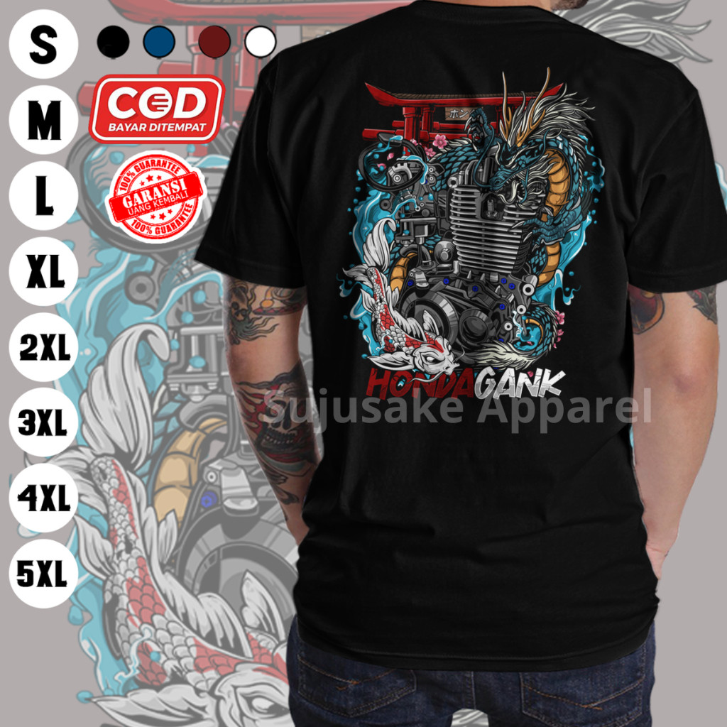 Baju Kaos Atasan Pria Cowok Honda Gank Japanese Style Tiger Mp Distro Original Sujusake Apparel Mura