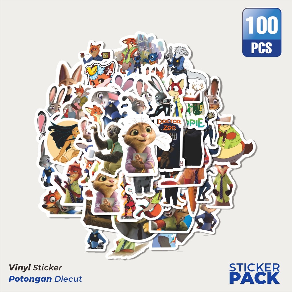 

Stiker Vinyl Sticker Kartun Zootopia Sticker Waterproof Aesthetic- Untuk Laptop, Motor, dan Helm - Paper Stationery Pack