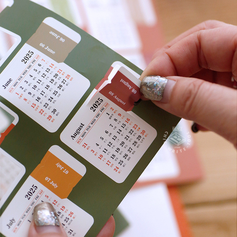 

2026 Calendar Stickers Vintage Notebook Agenda Planner Index Stickers Yearly Monthly To Do List Bookmarks Korean Stationery