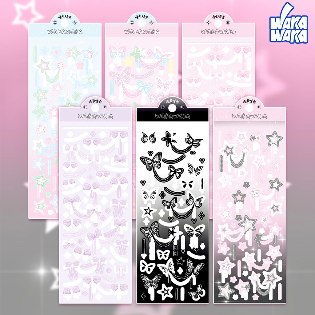 

WAKAWAKA Star Chain Stationery Stickers Material Decorative Stickers for Scrapbooking DIY Flakes Idol Card Deco Scrapbook