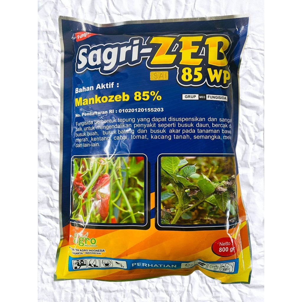 Fungisida mankozeb SAGRI-ZEB sagri zeb 85wp isi 800 gram dari SATYA AGRO