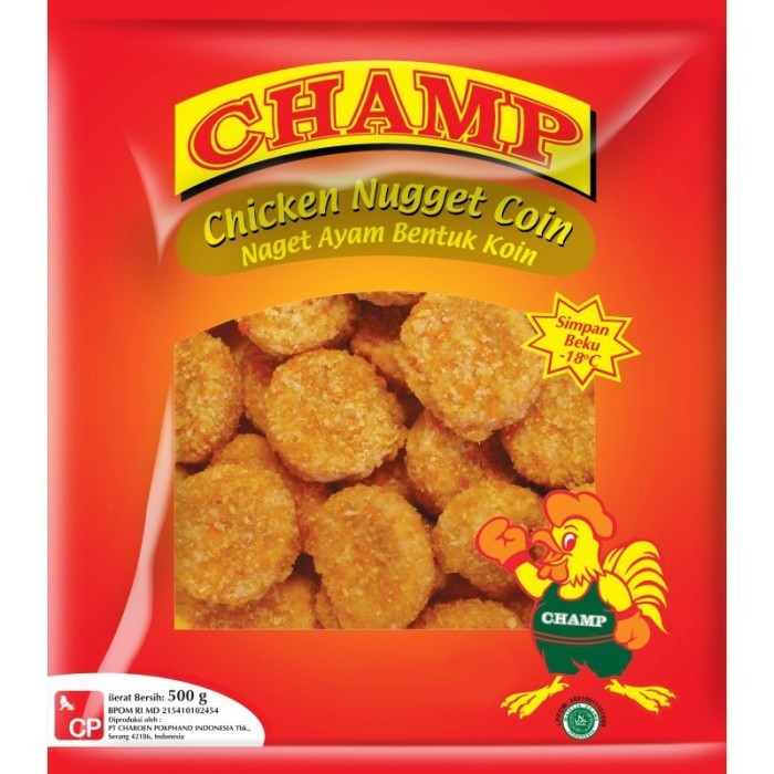 

Nagget ayam Champ Chicken Nugget Bentuk Coin 200 Gr