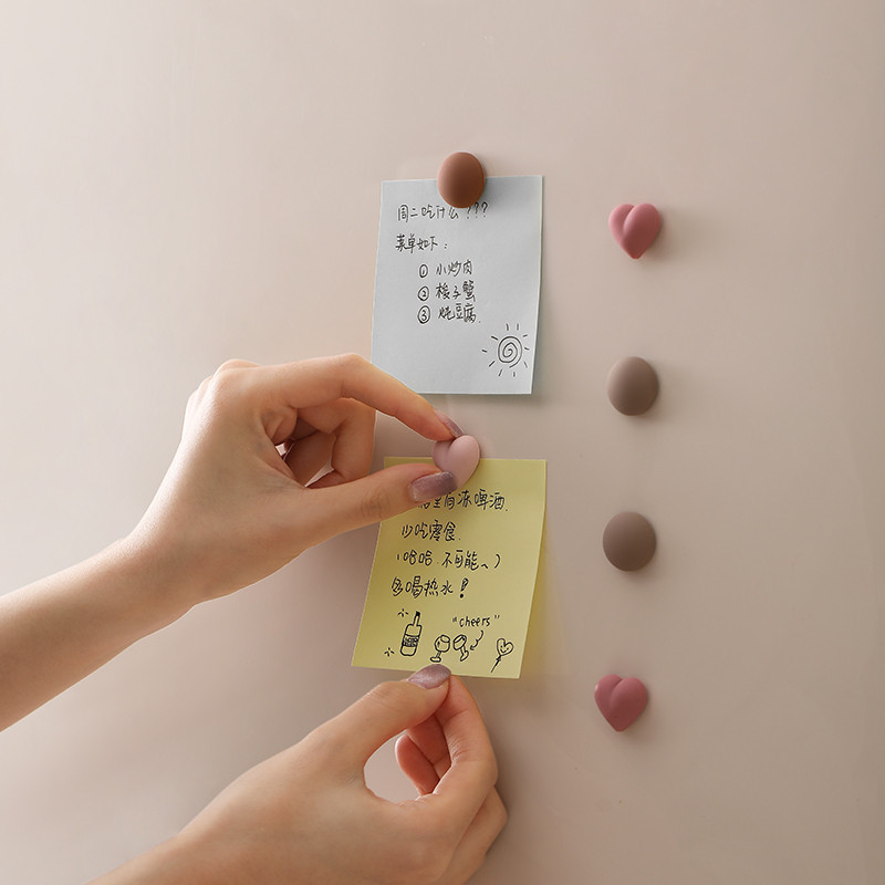 

8PCS Refrigerator Magnets Creative Cartoon Solid-color Heart-shaped Magnetic Stickers Cute Round Decorative Magnetic Stickers