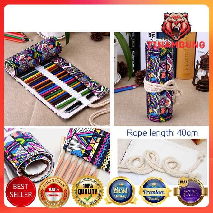 

MARCO Bohemian Tas Tempat Pensil Gulung Canvas 48 Slot 20.5x56cm - EN-71