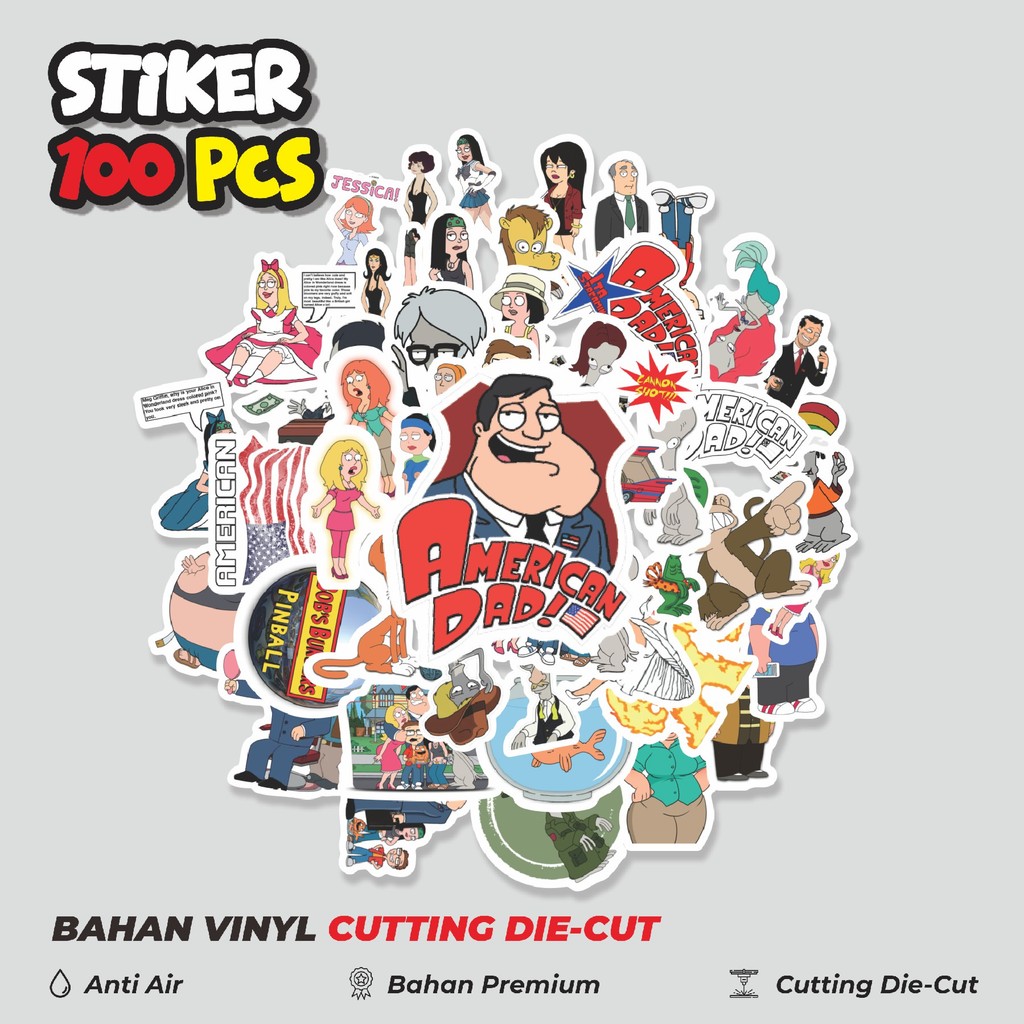 

Terbaru! 50 pcs Sticker Kartun American Dad Sticker Dekorasi Lucu Kreatif untuk Notebook, Skateboard, HP