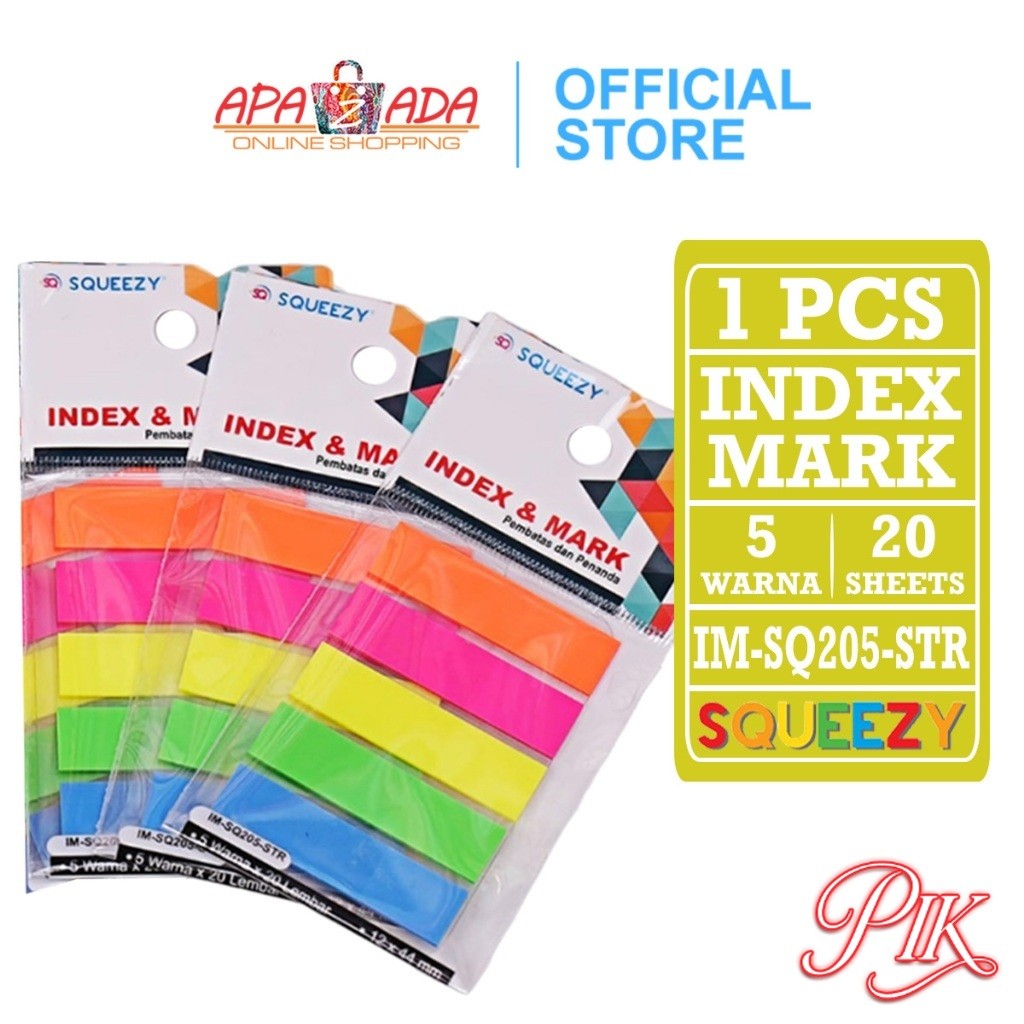 

Index Mark Warna Strip [1 Pcs - 100 Lembar] / Penanda Squeezy 5 Warna IM-SQ205-STR