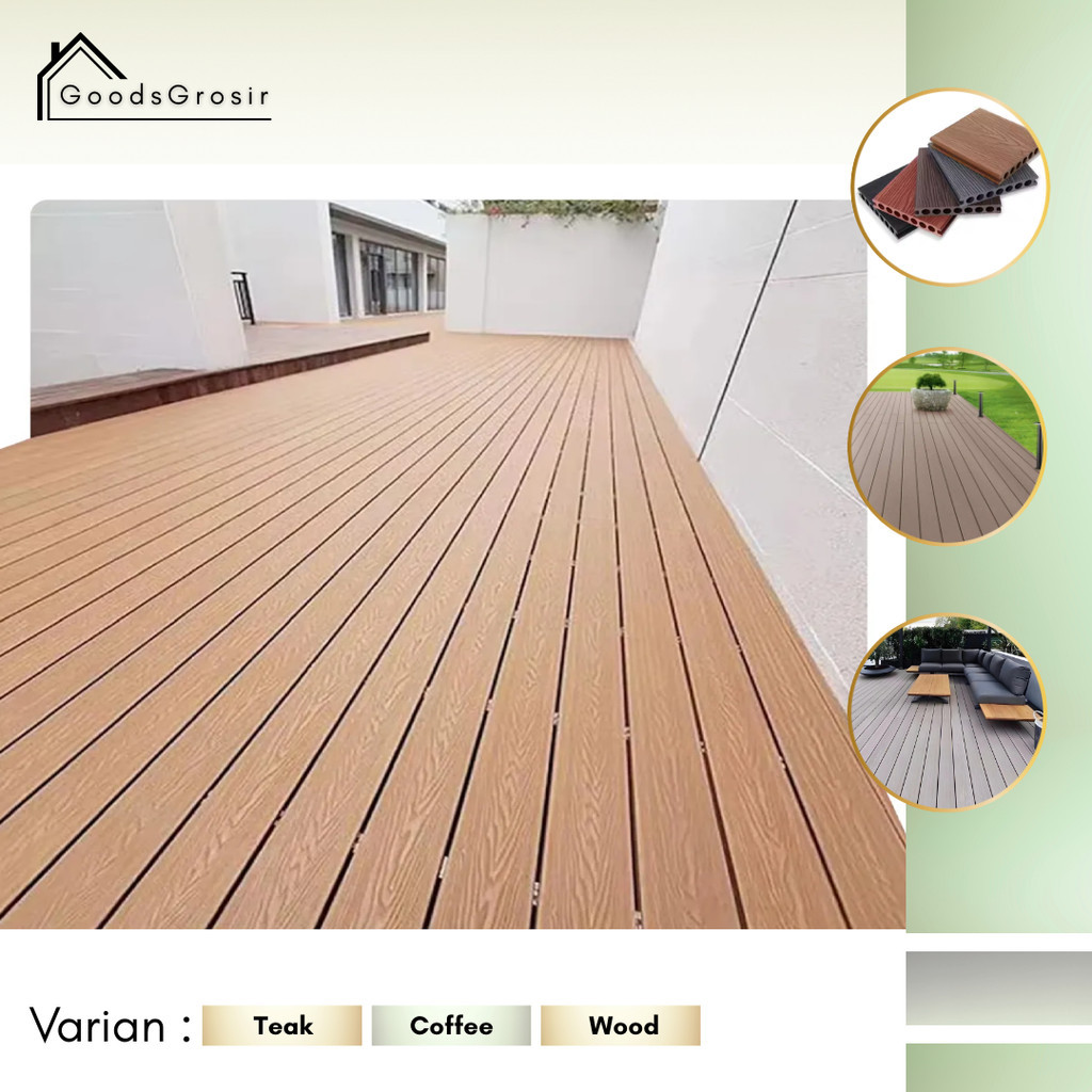 BUPESHOP Goods Decking WPC Outdoor Bulat 7 Lubang | Lantai Kayu Kolam Renang Teras | WPC Flooring La