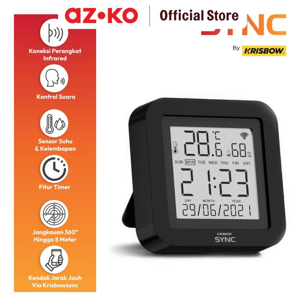 AZKO Krisbow Sync Smart Wifi Ir Remote Control Temperature & Humidity Infrared Sensor Suhu Temperatu