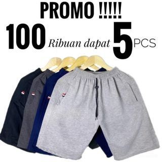 PROMO BEST SELLER 5pcs Celana pendek pria Wanita boardshort Bahan Kaos BabyTerry Resleting L XL XXL