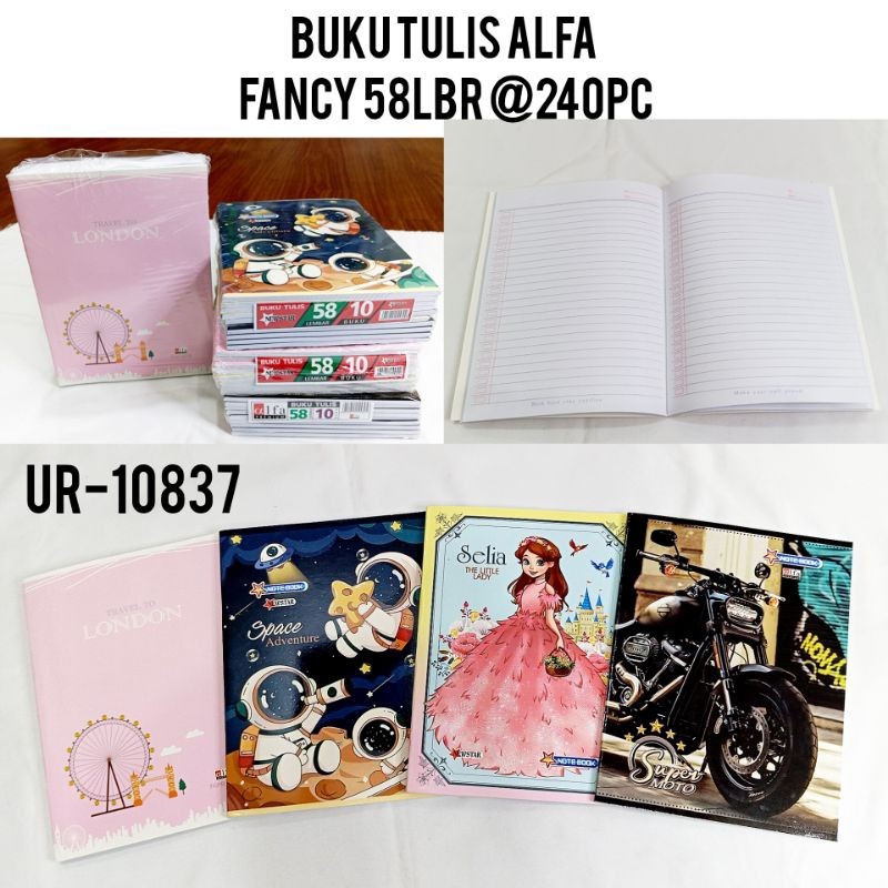 

(10 PCS)Buku Tulis Karakter Alfa 58 Lembar Buku Tulis Karakter Princes Astronot Sepakbola Mobil