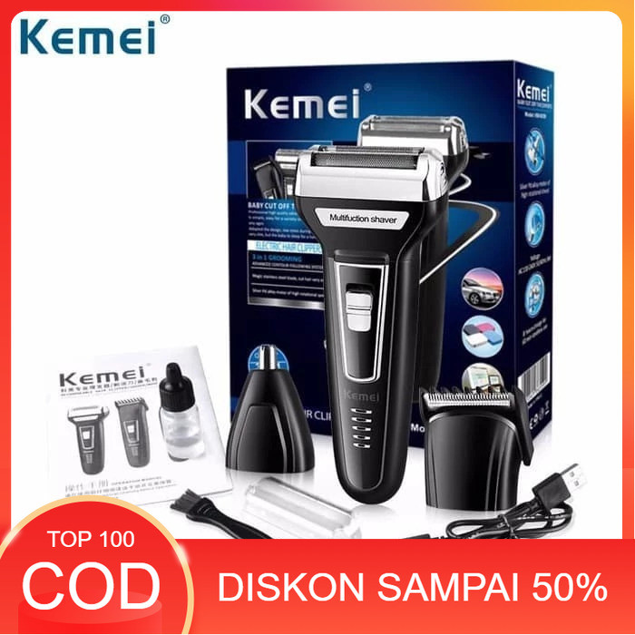 Kemei KM-6558 Hair Clipper Shaver Trimmer 3in1 Cukur Rambut Kemei 6558