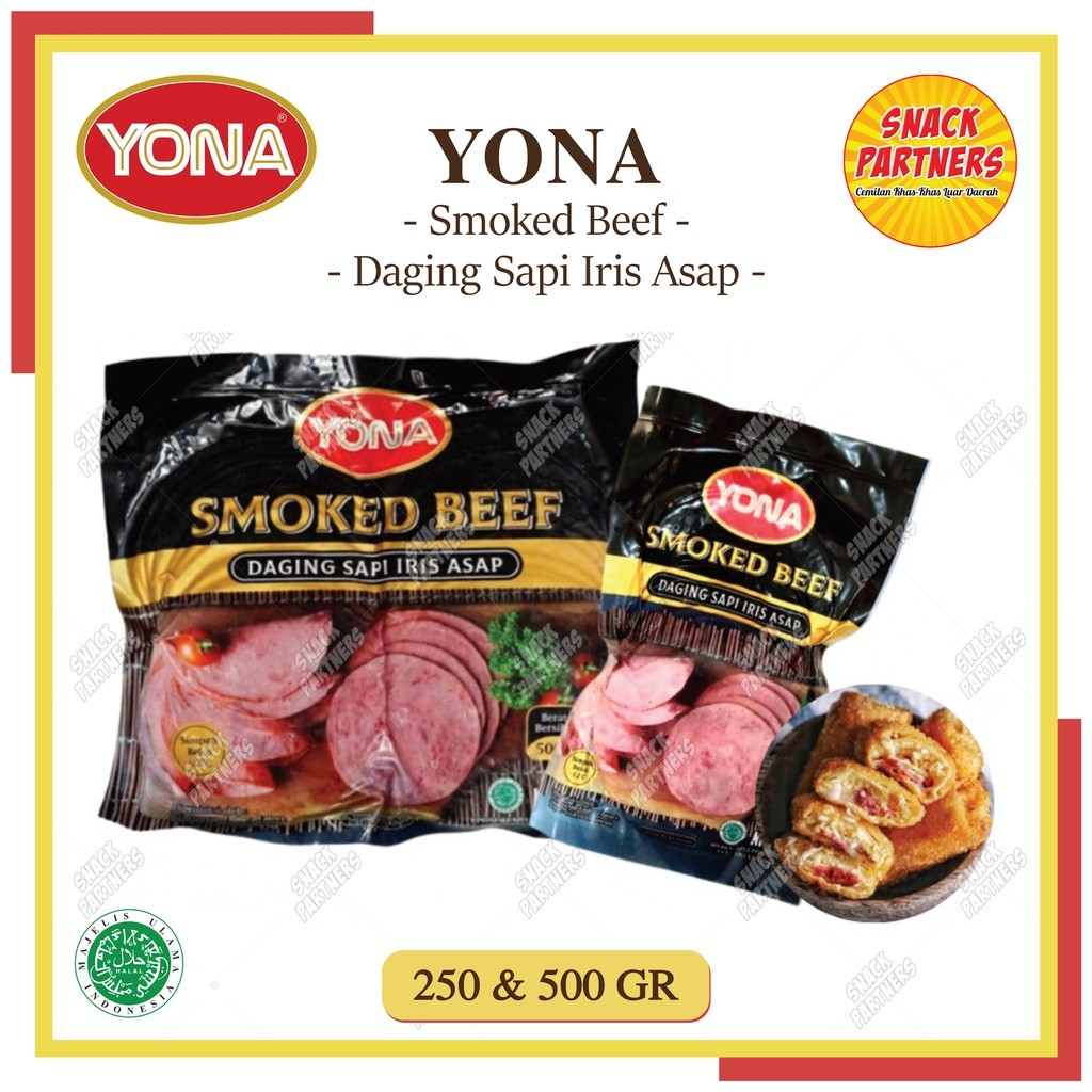 

YONA Smoked Beef 250 gr & 500 gr / Daging Sapi Iris Asap Premium / Smoked Burger / FROZEN FOOD / Makanan Siap Saji