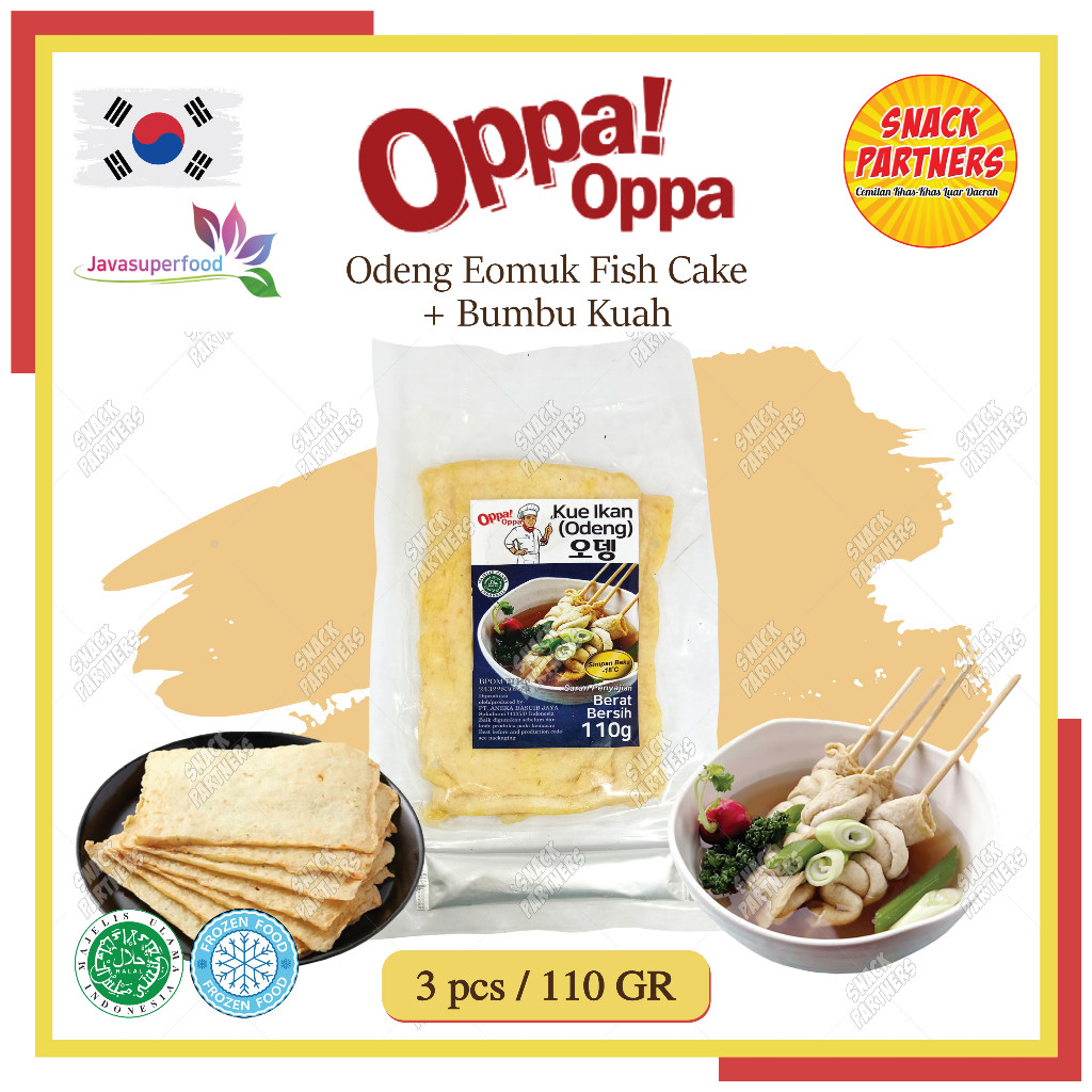 

OPPA! OPPA Odeng 3 Lembar Eomuk Guk Korean Fish Cake 110 GR + Bumbu - FROZEN FOOD Kue Ikan - Makanan Instant Oden Korea HALAL 100 SUPER JAVA FOOD