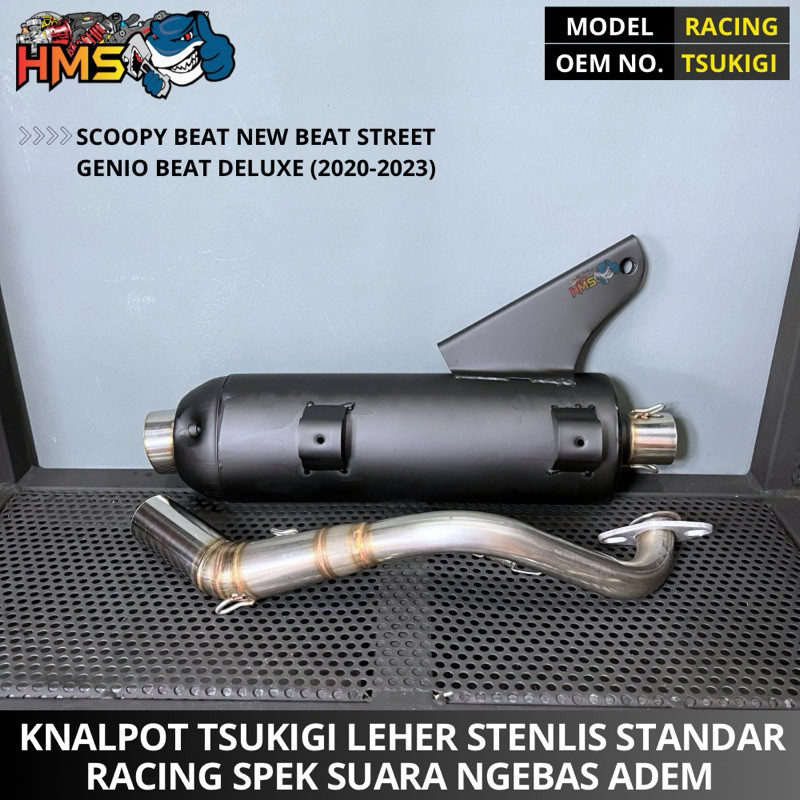 KNALPOT TSUKIGI HONDA GENIO BEAT NEW SCOOPY NEW BEAT STREET BEAT DELUXE 2020-2023 LEHER STENLIS THAI