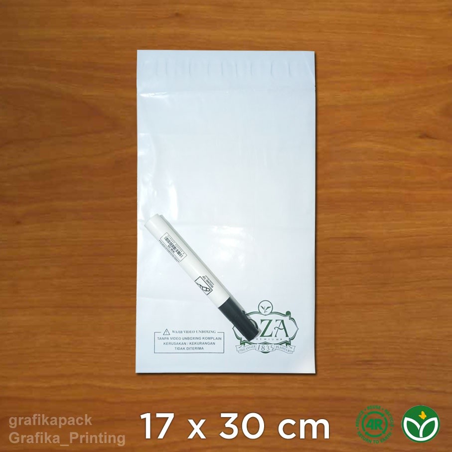 Custom Plastik Polymailer Ramah Lingkungan 17 x 30 cm