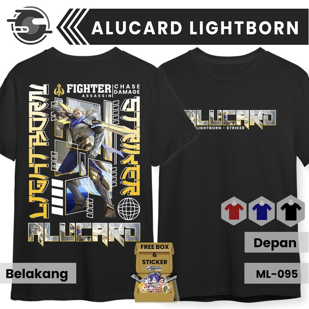 Kaos MLBB ALUCARD Lightborn Lengan Pendek Combed 24s Hitam Navy Maroon T-Shirt Baju Mobile Legeds