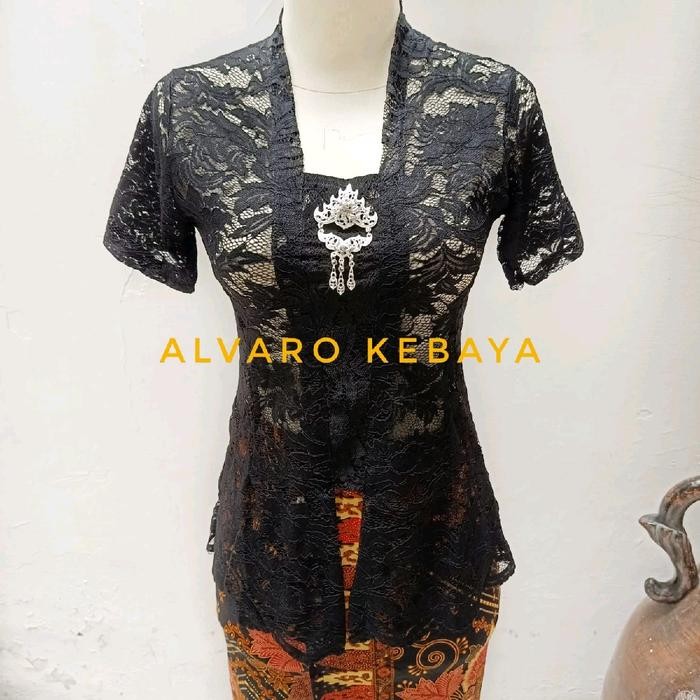 

kutubaru melar pendek strait Atasan Kebaya Wanita baju tradisional brokat modern kondangan hitam - hitam, s
