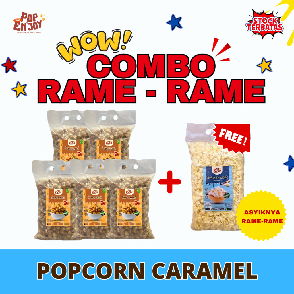 

PopEnjoy - Snack Cemilan Popcorn Caramel - Combo 5+1 Bagi Keluarga