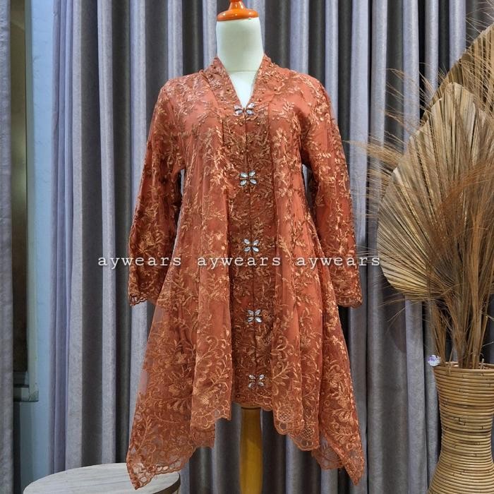[Hanya atasan] Kebaya Tunik Kurung modern / Kebaya Tulle Busui Juwita / Kebaya Kurung Melayu Bordir 