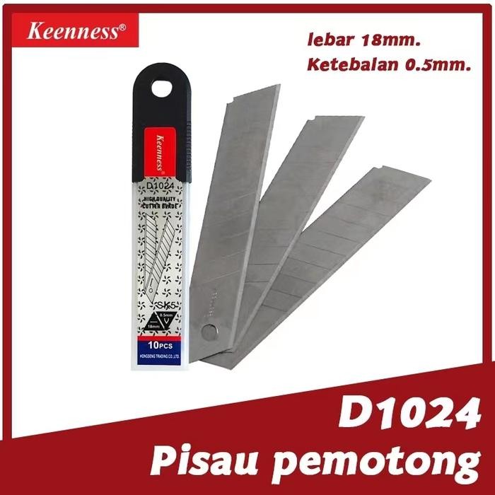 

PROMO 1 BOX ISI 10 Pack cutter Keenness kuat dan tajam ukuran sedang - silveer, D1024