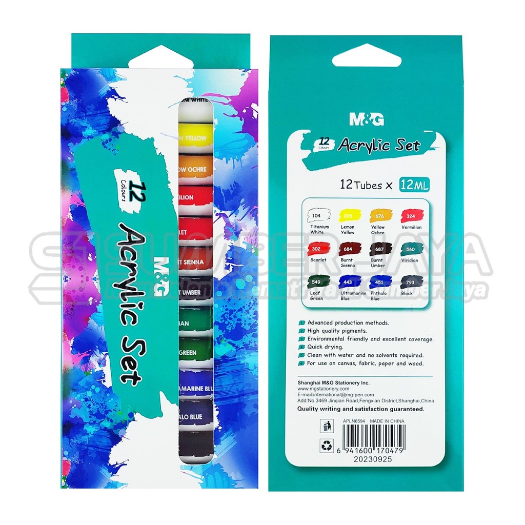 

M&G Acrylic Paint Set 12ml 12 colors Pigmen 12ml M&G APLN6594 Alat Melukis