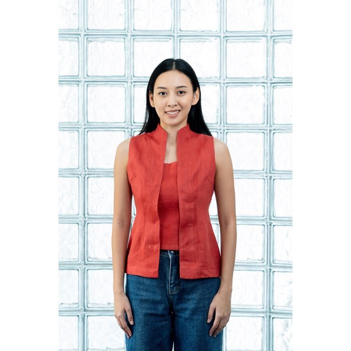 

RUNA Apparel - Kana Kutubaru Linen Vest (Short Ver.) - Red Teracotta
