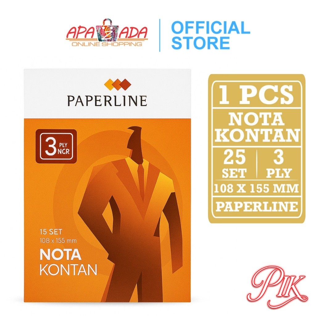 

Nota Kontan Kecil 3 Rangkap 25 Set / Buku Nota 3 Ply Paperline Warna Random