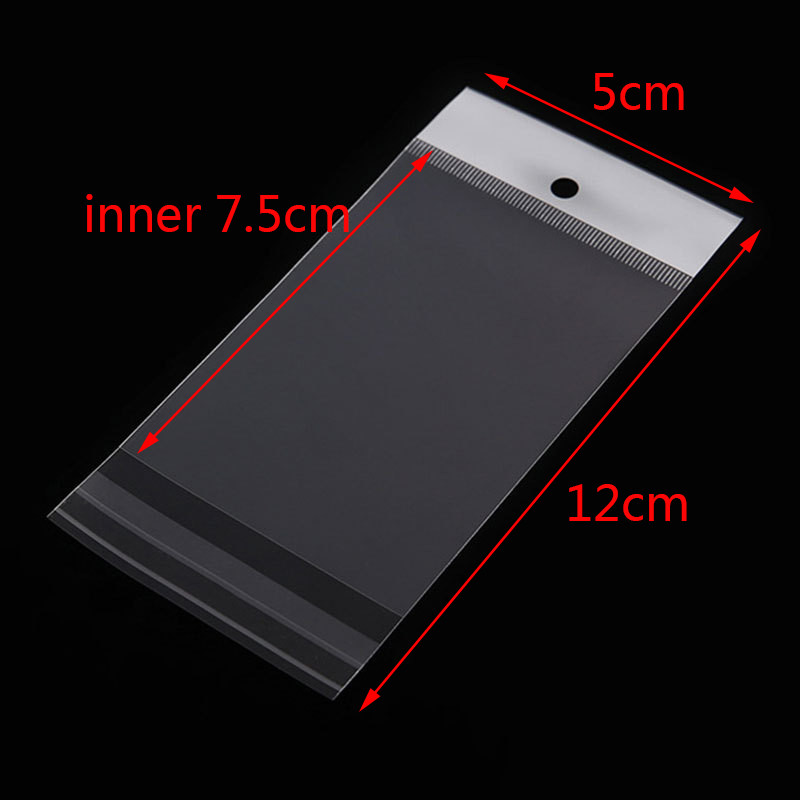 

100pcs Transparent Self Adhesive Bag Plastic Hanging Opp Pouches Seal Gift Bag for Handmade Jewelry Display Retail Packing Bags