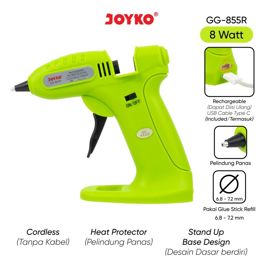 

Glue Gun JOYKO GG-855R / Lem Tembak Rechargeable Tanpa Kabel / Hot Melt Glue GG855R
