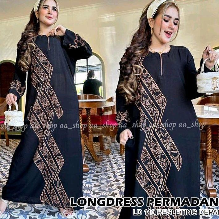 Daster Panjang Bahan Rayon/Daster LongDress Lengan Panjang LD 110 PB 130/Daster Elegant