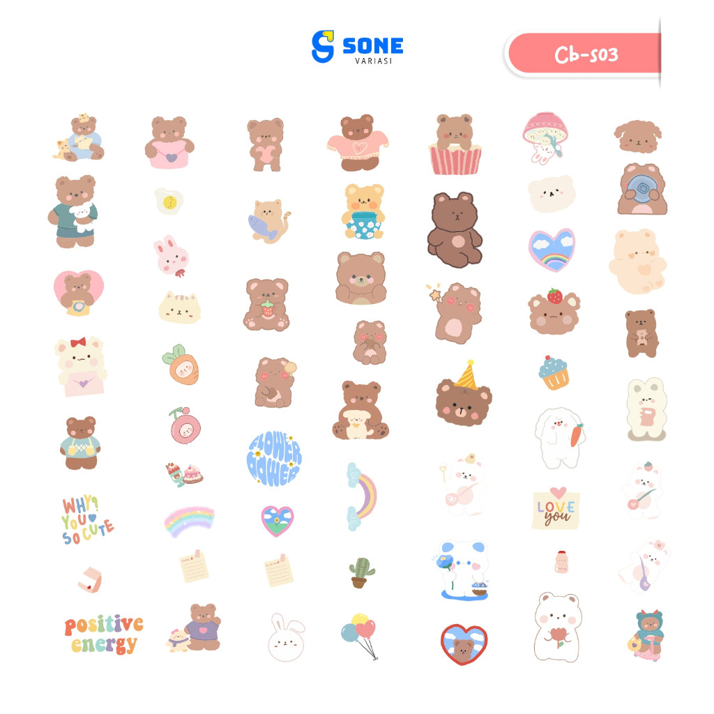 

Stiker Baby Bear Paper Vinyl Waterproof Sticker Kartun Lucu Dekor Buku Journal Koper Laptop