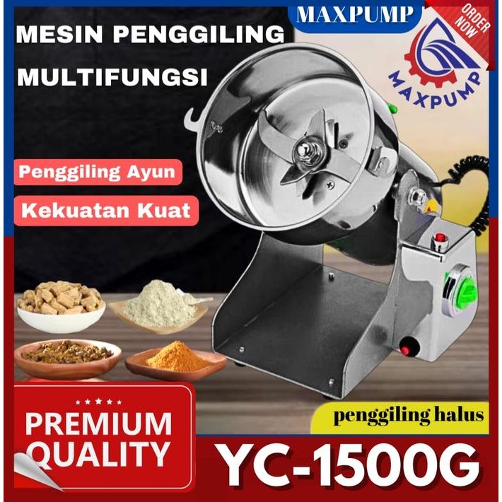 1500G Penggiling Grinder Mesin Giling tepung Bubuk Obat Herbal Penghalus Bumbu Kering