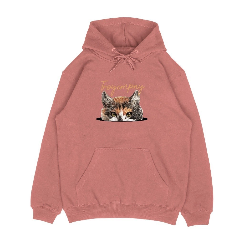 Troy Company Hoodie Pink Salmon Cat Hole - Hoodie Pria Wanita Salmon KH 2314